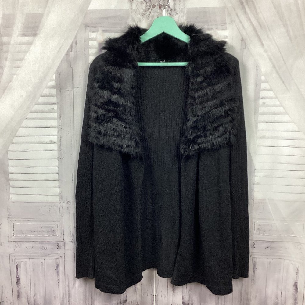 Fate Fur Trimmed Black Cardigan S